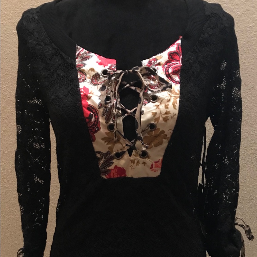 NWT buckle lace top